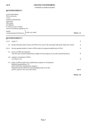 Thumbnail for Genetic Engineering As 9 Questionsheet