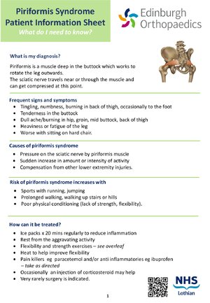 Thumbnail for Piriformis Syndrome Patient Information Sheet