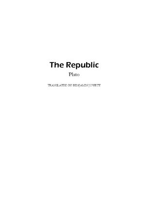 Thumbnail for The Republic Plato TRANSLATED BY BENJAMIN JOWETT