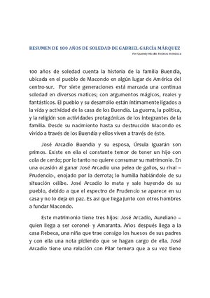 Thumbnail for Resumen De 100 Años De Soledad De Gabriel García Márquez