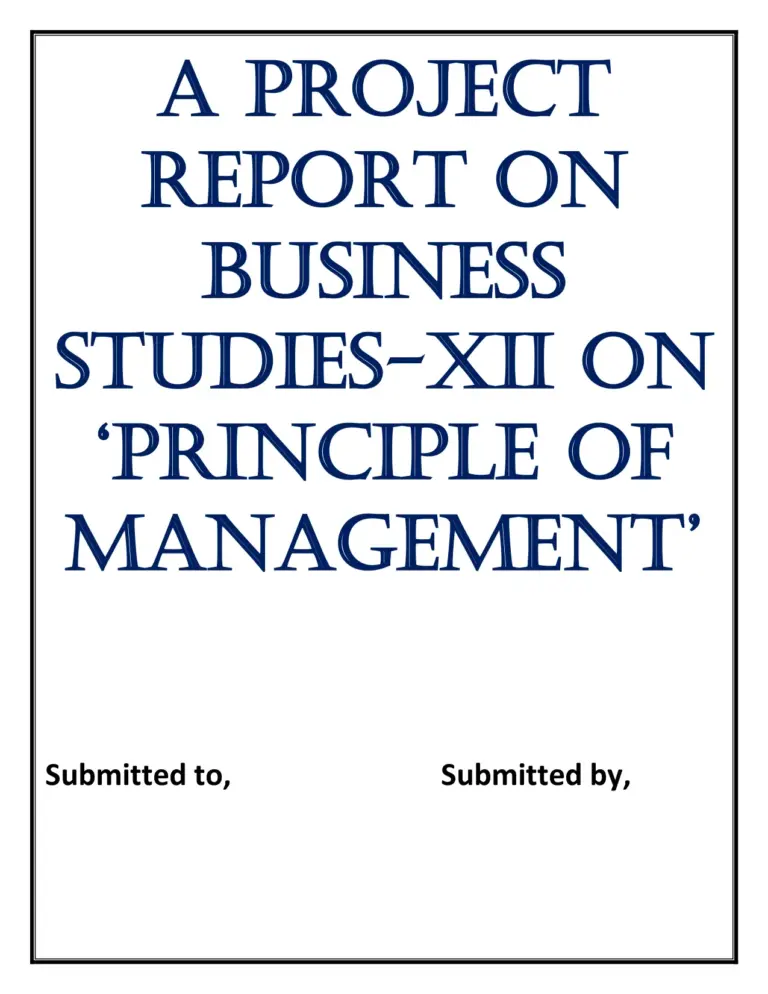 Business Studies Project On Principle Of Management