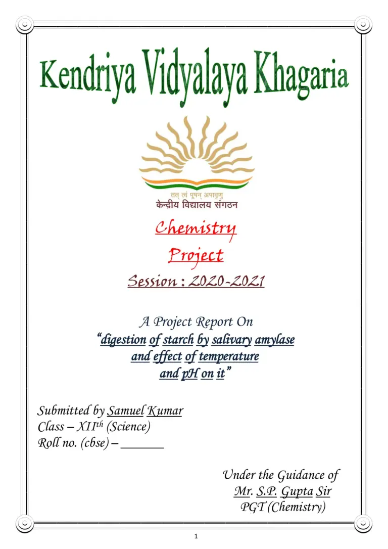 Chemistry Project Class XII (2021 22) Investigatory Project
