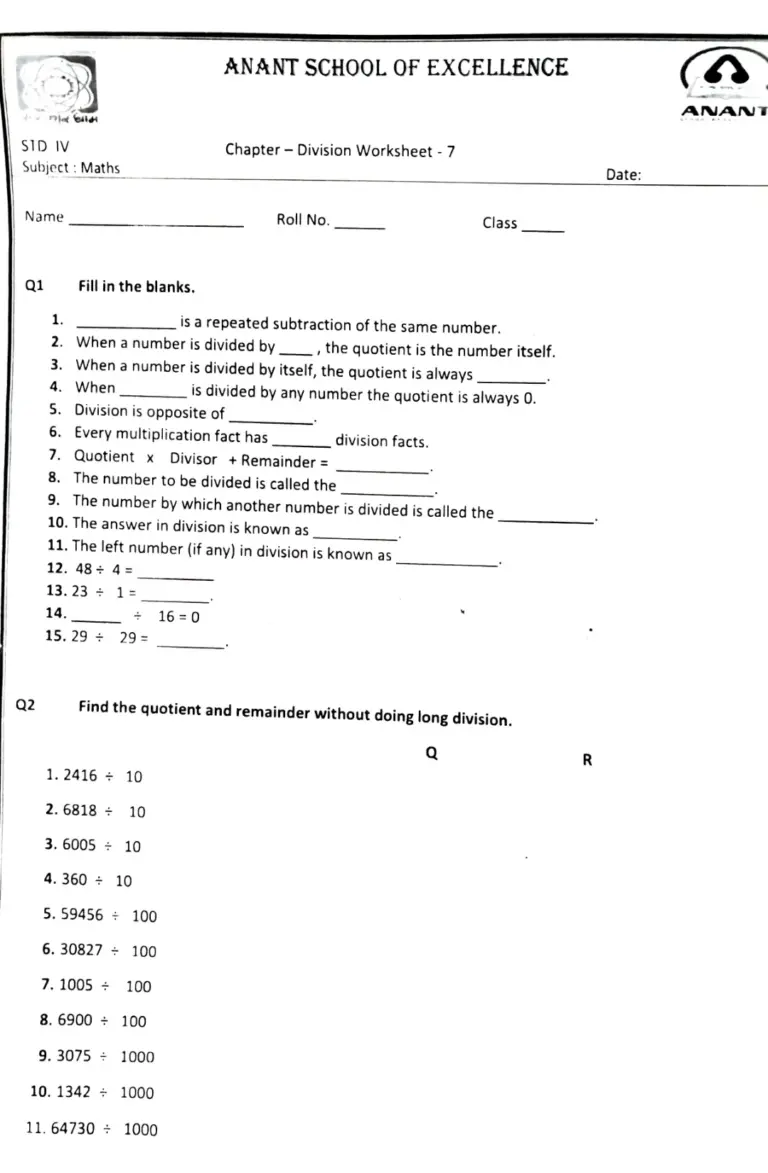 Class 4 Division Ncert