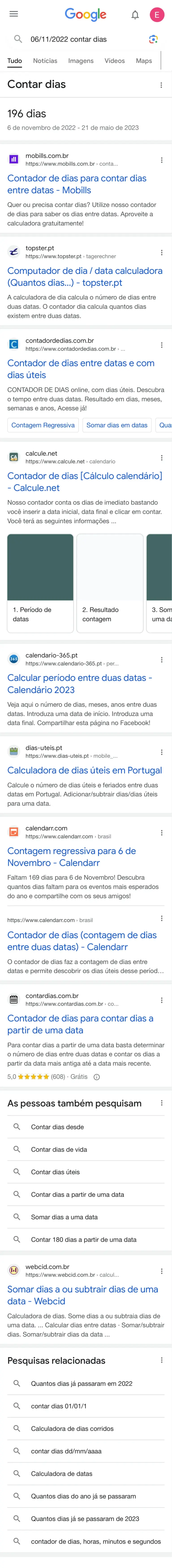 Contar Dias Pesquisa Google