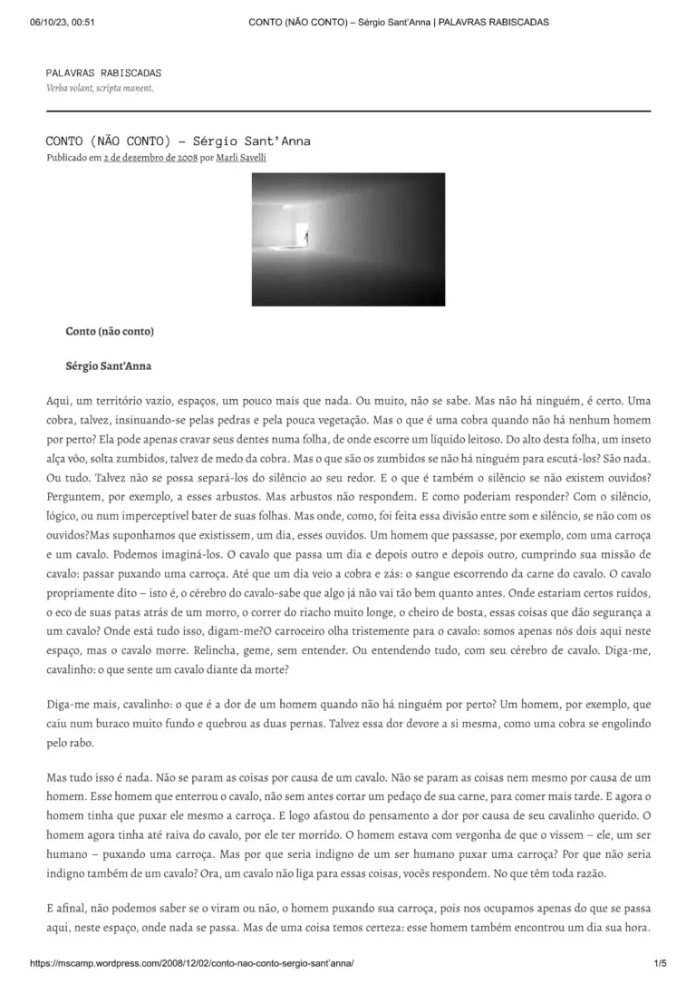 Conto (NãO) Conto SéRgio Santanna