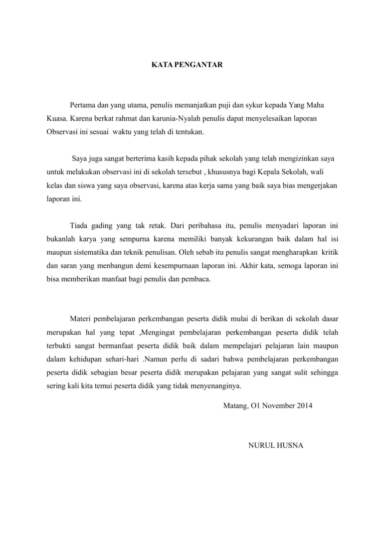 Contoh Laporan Hasil Observasi