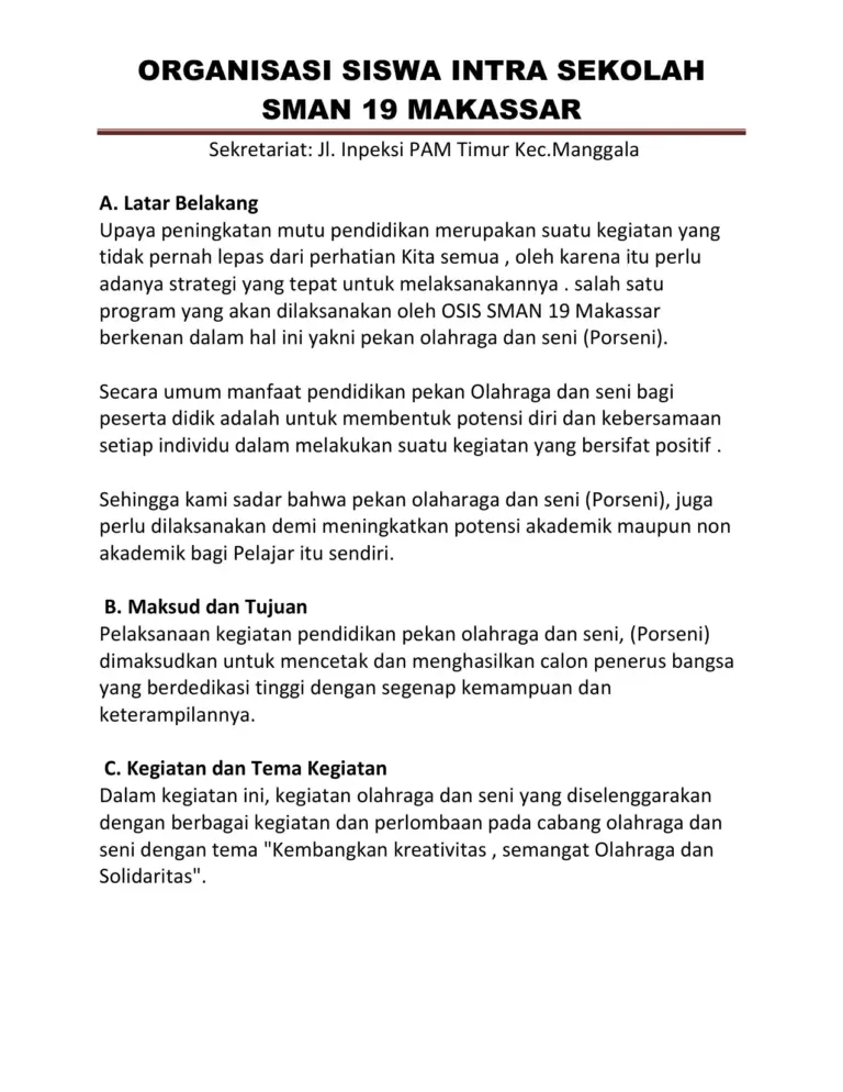 Contoh Proposal Kegiatan Sekolah