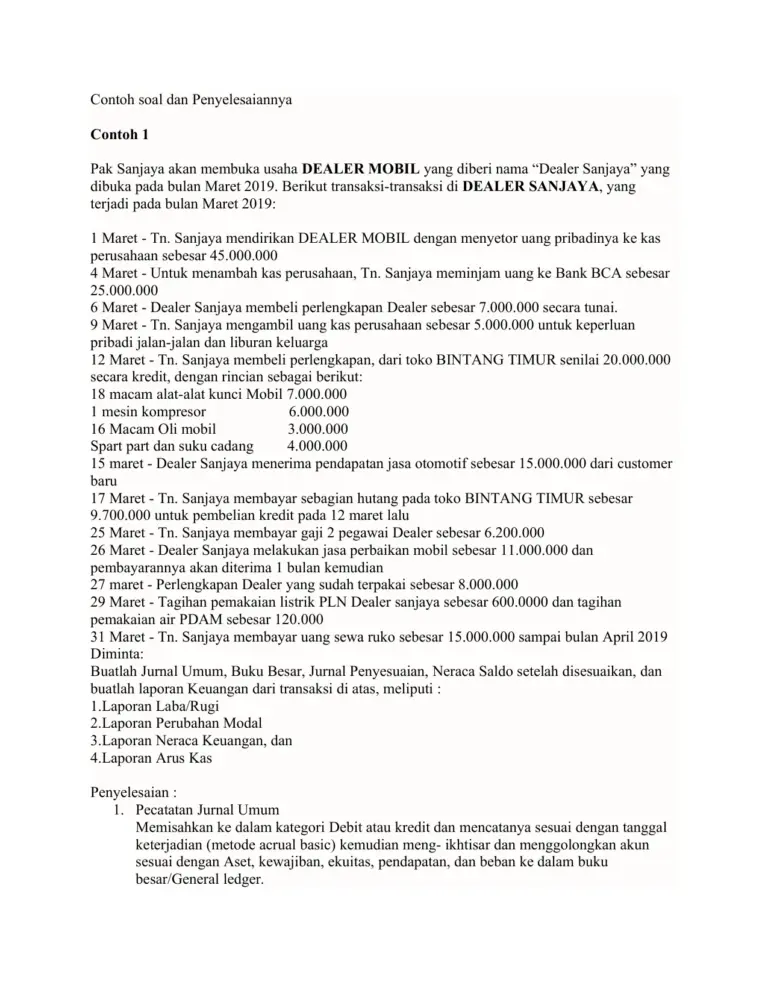 Contoh Soal Dan Penyelesaiannya Akuntansi Perusahaan Dagang