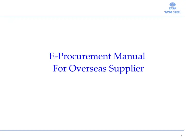E Procurement Manual For Overseas Supplier
