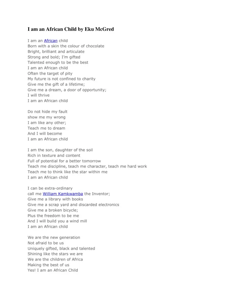 I Am An African Child By Eku McGred