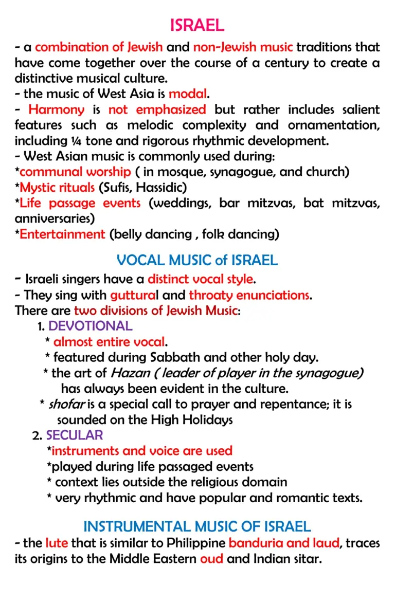 Israel Vocal Music And Instruments