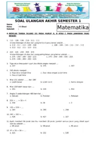 Soal UAS Matematika Kelas 2 SD Semester 1 (Ganjil) Dan Kunci Jawaban thumbnail