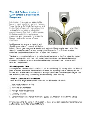 Thumbnail for 100 Lubrication Failure Modes Guide