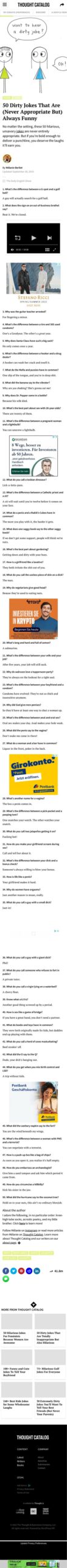 Thumbnail for 50 Dirty Jokes That Are (Never Appropriate But) Always Funny Thought Catalog