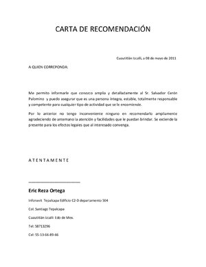 Thumbnail for Carta De Recomendacion Personal