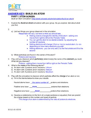 Thumbnail for Answer Key Build An Atom