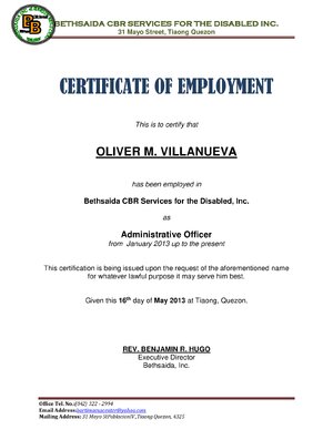 Thumbnail for Certificate Of Employment Sample