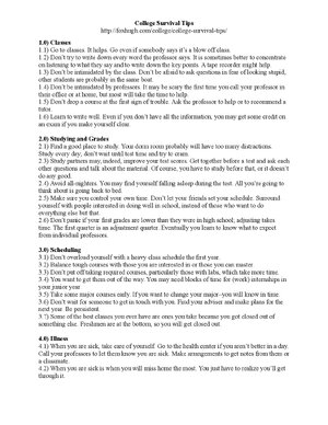 Thumbnail for College Survival Tips