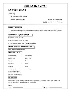 Thumbnail for Cumulative Vitae