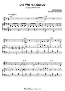 Die With A Smile Piano Sheet Music Lady Gaga, Bruno Mars thumbnail