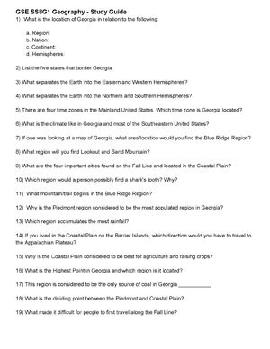 Thumbnail for GSE SS8G1 Study Guide Geography