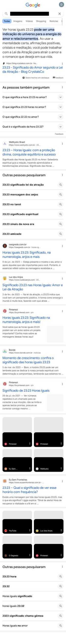 Thumbnail for Horas Iguais 2323 Amor Pesquisa Google