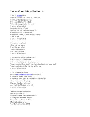 Thumbnail for I Am An African Child By Eku McGred