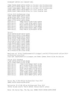 Thumbnail for MS Office 2010 Product Keys