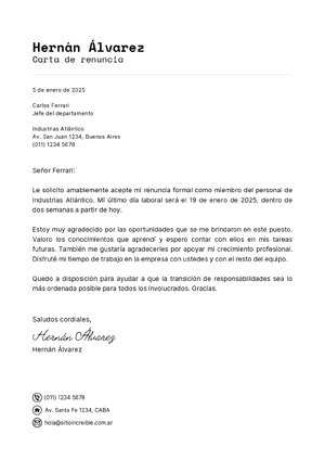Thumbnail for Cartas de Renuncia Template