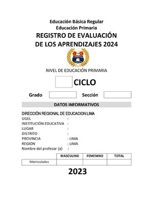 Thumbnail for Registro Auxiliar De Evaluacion Primaria 2024
