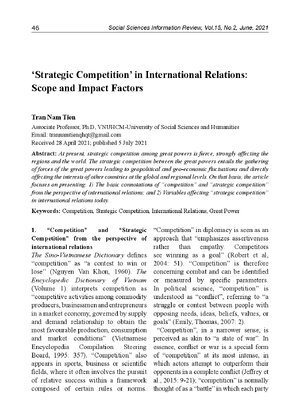 Thumbnail for Strategic Competition' In International Relations Scope And Impact Factors