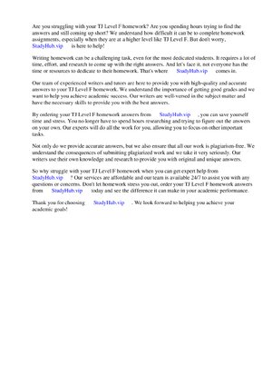 Thumbnail for TJ Level F Homework Answers