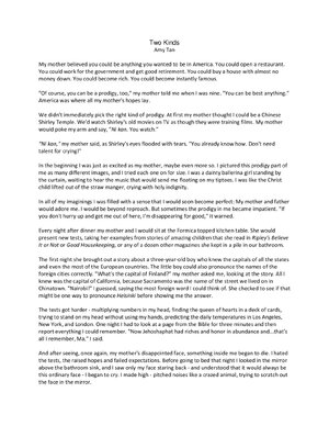 Thumbnail for TWO KINDS By AMY TAN