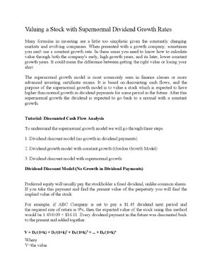 Thumbnail for Valuing A Stock With Supernormal Dividend Growth Rates