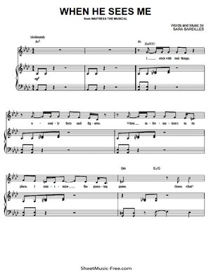 Thumbnail for When He Sees Me Sheet Music From Waitress PDF