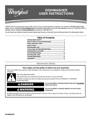 Thumbnail for Whirlpool Quiet Partner II User Manual In PDF