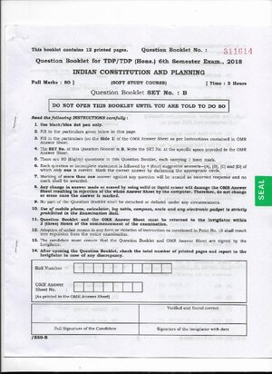 Thumbnail for Tripura University Question Paper