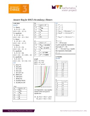Thumbnail for Answer Key for RSG's Secondary 3 Honors