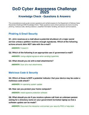 Thumbnail for Cyber Awareness Challenge Answers