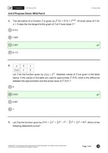 Unit 2 Progress Check MCQs Part A - AP Calculus Answers thumbnail