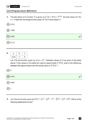 Thumbnail for Unit 2 Progress Check MCQs Part A - AP Calculus Answers