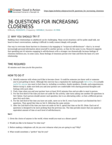 Practice 36 Questions For Increasing Closeness