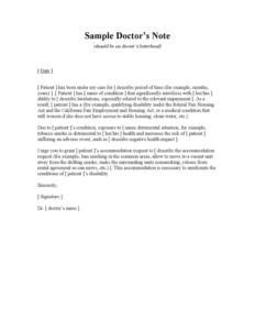 Sample Doctor's Note for Work