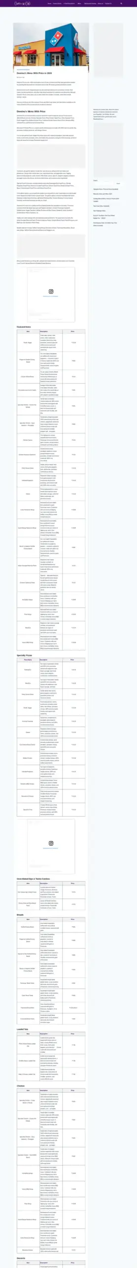 Domino's 2024 Menu with Prices and Pictures