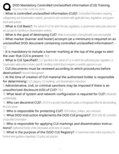 DOD Mandatory Controlled Unclassified information (CUI) Training