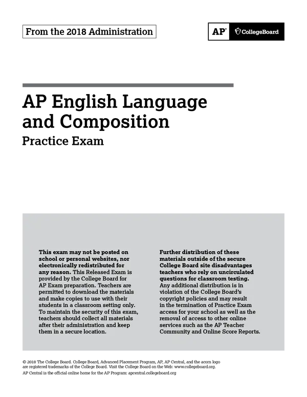 AP English Language and Composition Practice Exam