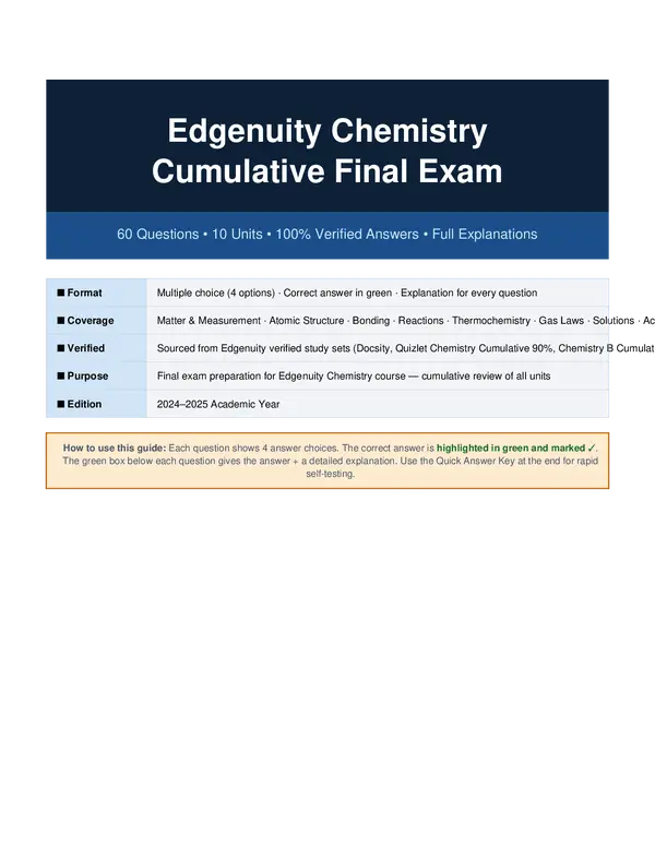 Edgenuity Chemistry Cumulative Final Exam
