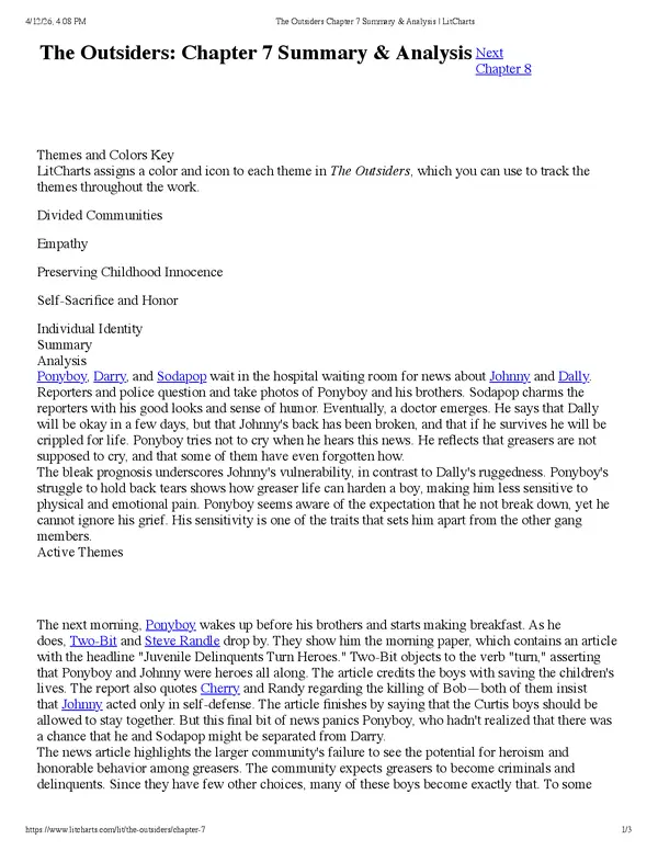 The Outsiders Chapter 7 Summary & Analysis