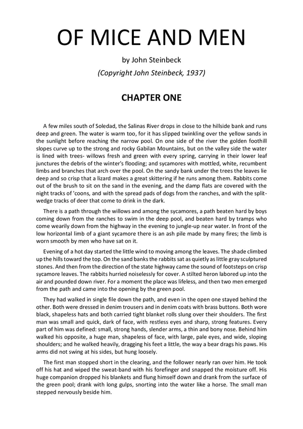 Of Mice And Men Chapter 1