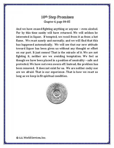 10th Step Promises Chapter 6, page 84-85
